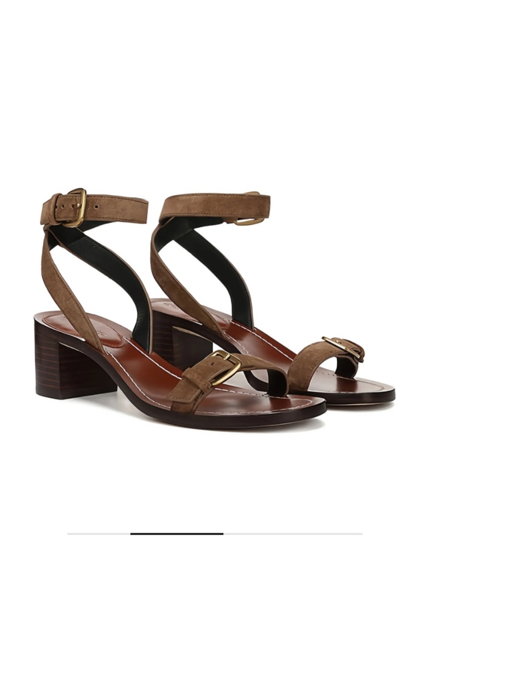 Veronica Beard Brown Suede Block Heel Sandals with Ankle Strap